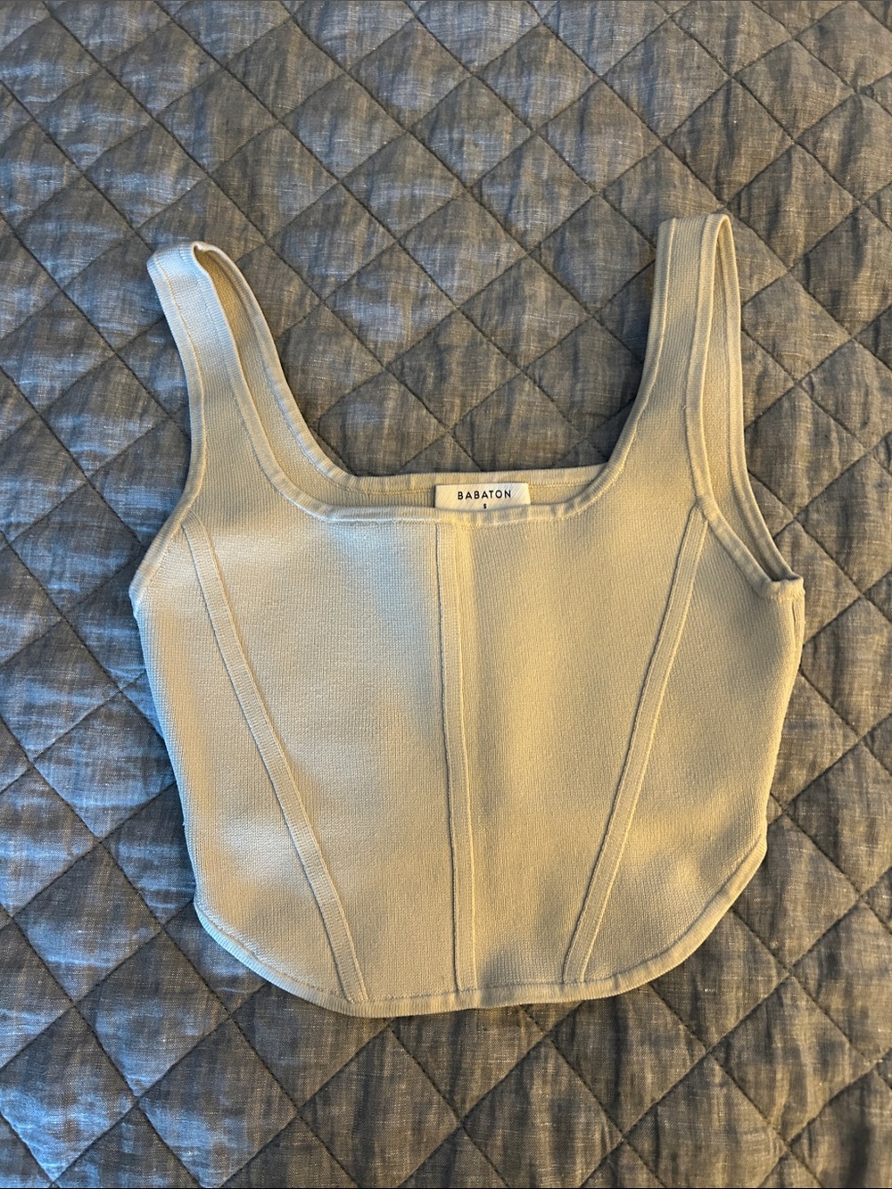 Aritzia Babaton Light Beige Neck Knit Top